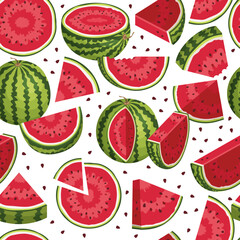 Poster - watermelon pattern. fresh sliced fruits illustrations for textile design projects recent vector seam