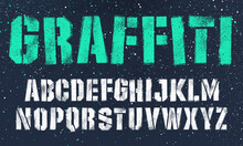 Stencil Font With Spray Paint Texture With Mis-printed Overspray. Highly Detailed Vector Textures Taken From High Res Scans. Compound Path And Optimised. Original Design Font