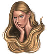 © Oceanoart - A sad blond girl in contemplation. Isolated PNG.