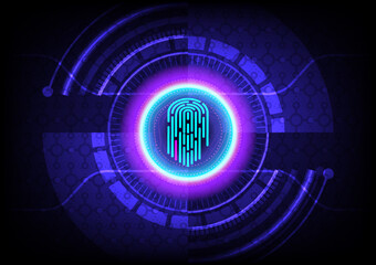 Tech circle scan finger identity control electronic technology futuristic security graphic design vector illustration