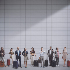 Sticker - Diverse traveling people at the subway station