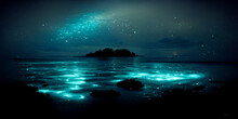 Bioluminescence. Bio Luminescent Ocean. Bioluminescent Plankton In The Sea