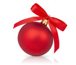 © FireflyLight - Red Christmas ornament with red ribbon isolated on white background