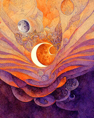 Wall Mural - A moon rolling, swirling into spiral. Look for the sky, look for the universe, look for your inner center. There is your healing.