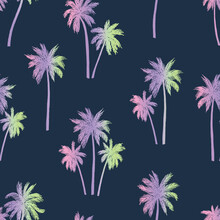 Palm Tree Rainbow Color Print Seamless Pattern