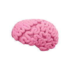 3d render minimal pink brain, thinking comic speech bubble. 3d rendering brain cartoon icon