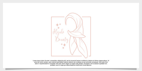 hijab style logo design vector with creative concept template