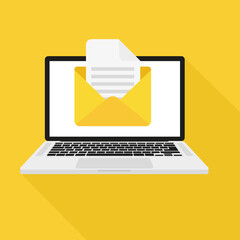 Poster - A file with documents on a laptop. Vector illustration