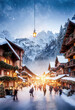 Weihnachtliche Winterlandschaft in den Alpen Christmas Jahreszeit Weihnachsmarkt Advent Stimmung Digital 

