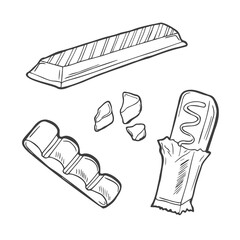 Chocolate line art illustration on white background