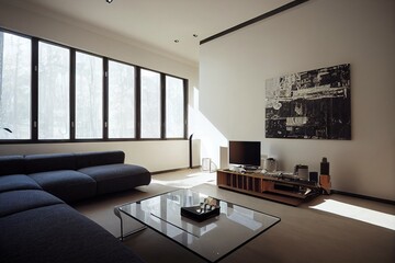 Sticker - Modern house,living room with the modern furniture