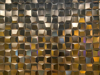Poster - Beautiful golden carved convex shiny squares. Background, texture