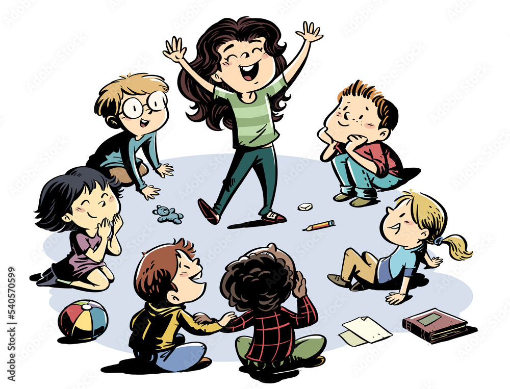 group discussion clipart kids
