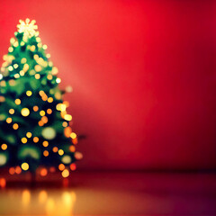 blurred christmas background with christmas tree 3d illustration