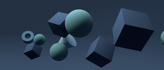 Poster - Abstract 3D render of geometric shapes