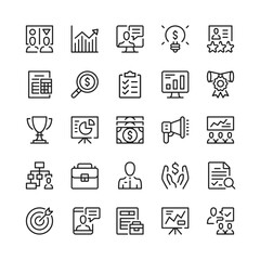 Fototapete - Business consulting line icons. Outline symbols. Vector line icons set