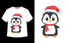 T Shirt Design, Christmas Penguin Character