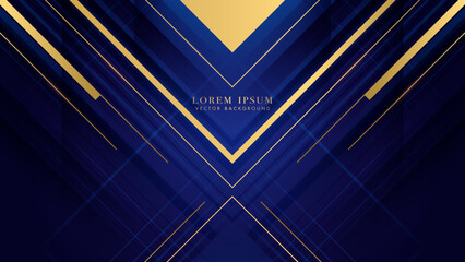 Wall Mural - abstract golden triangle and lines on blue background