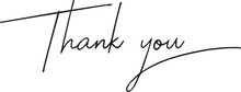 Thank You Black Text Handwritten. Thank You Black Text White Background Vector. Thank You Simple Text.
