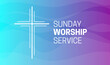 © csiling - Sunday Worship Service Background Illustration with Christian Cross