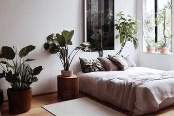 Sticker - Stylish room interior with beautiful plants. Home design idea