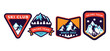 © Guavanaboy - Set of ski patrol, ski resort, ice mountain badges and logo patches. Winter holidays extreme sports logo.