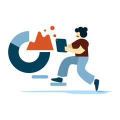 Fototapete - interface analysis UI and UX designers create functional web interface designs for websites and mobile apps. Concept of digital wireframing process. Orange and blue flat vector illustration