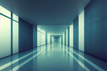 Poster - Wide Blurred Empty Abstract Building Pathway Background From Perspective Building Hallway for banner background, way go to success concept