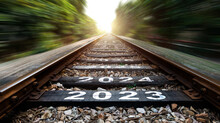 Empty Railroad With New Year Number 2023, 2024 To 2026