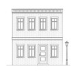 Terrace building - classic black and white illustration
