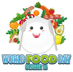 Poster - World food day text with food elements