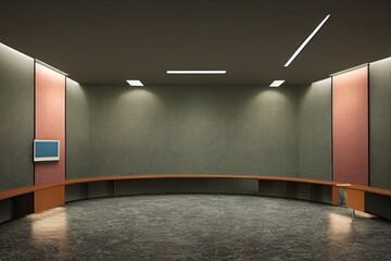 Poster - conference room interior with a concret wall. 3d rendering