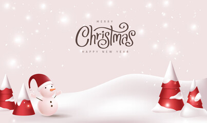 Wall Mural - merry christmas banner winter landscape background