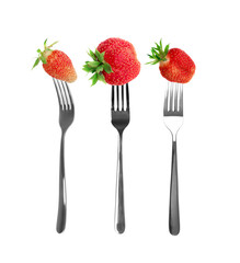 Wall Mural - Organic Strawberry Isolated on White Background Close Up