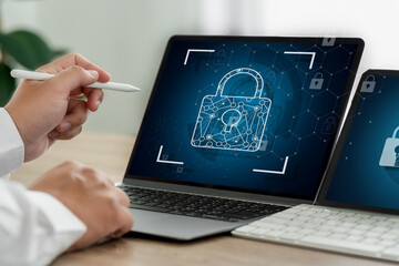 Poster - CYBER SECURITY Business technology Antivirus Alert Protection Security and Cyber Security Firewall Cybersecurity and information technology