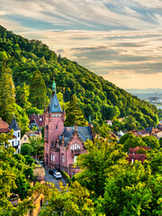 Poster - Traditional castle in Heidelberg at sunset - Baden-Wuerttemberg, Germany