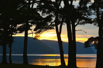 Wall Mural - sunset on the lake