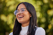 © Simamkele K/peopleimages.com - Happy, smile and face of woman in park for fun, adventure and relax walk for peace, freedom and healthy mindset. Wellness, laugh and young girl travel in nature for calm journey and outdoor fresh air