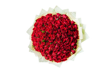 Bouquet of flowers isolated on white background. Red roses. Beautiful flowers for valentines and wedding scene. Valentines and 8 March Mother Women's Day concept.