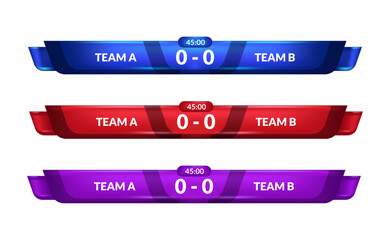 scoreboard versus team a vs team b for sport lower third glass 3d shiny