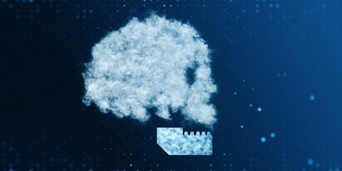 Aufkleber - Abstract digital cloud skull on blue background. Cloud computing, hacking and data theft concept. 3D Rendering.