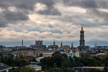 Wall Mural - Panorama of the central part of Kharkiv with the Dormition Cathedral in center of Kharkiv, Ukraine, October 2022