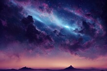 Colorful Night Sky Space. Nebula And Galaxies In Space. Astronomy Concept Background.