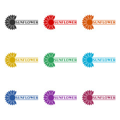 Sticker - Sunflower logo icon isolated on white background. Set icons colorful