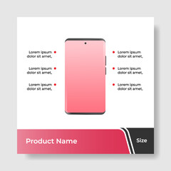 Wall Mural - Geometric square social media banner layout, product background backdrop display for ads commerce sale template in gradient red color