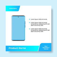 Wall Mural - Geometric square social media banner layout, product background backdrop display for ads commerce sale template in gradient blue color