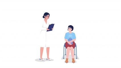 Poster - animated doctor, patient characters. regular health checkup. appointment. flat people hd video foota