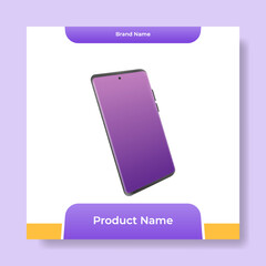 Wall Mural - Geometric square social media banner layout, product background backdrop display for ads commerce sale template in gradient purple yellow color