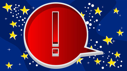 Fototapete - Exclamation mark, Social media notification sign written with Children's font in cartoon style.