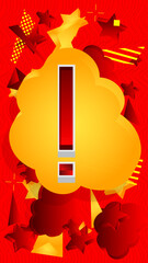 Fototapete - Exclamation mark, Social media notification sign written with Children's font in cartoon style.